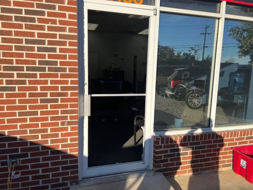 Same Day Glass Door Replacement Chevy Chase MD Company Storefront Commercial Business Break IN Burglary Incident 24 Hr Service