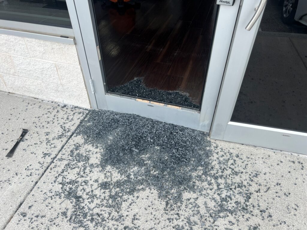 Glass Door Replacement Alexandria VA Company Emergency Break In Burglary 24 Hours Same Day Service Storefront Business Building Front