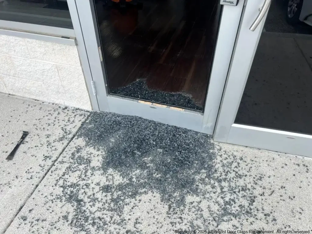 Glass Door Replacement Alexandria VA Company Emergency Break In Burglary 24 Hours Same Day Service Storefront Business Building Front